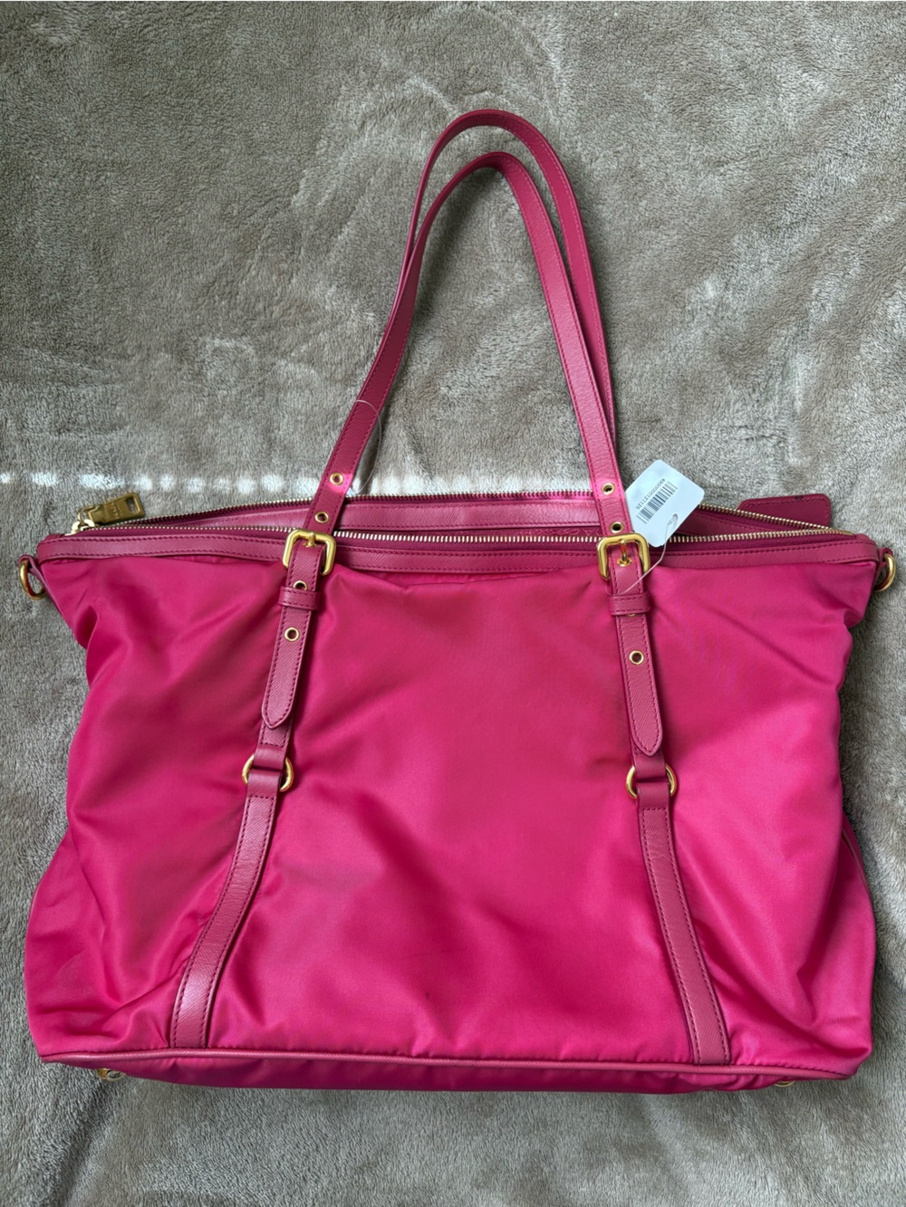 Prada Pink Tessuto Nylon Tote Bag with Gold Hardware - Picture 2 of 7